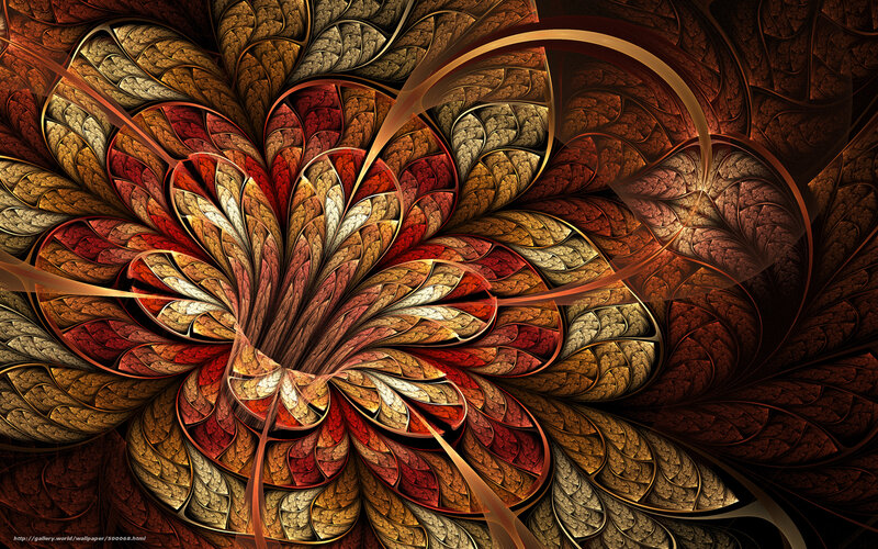 Fractal Flower Pattern — Red, Dramatic, Digital Art, Spiral