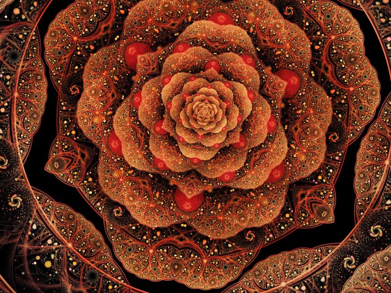Fractal Flower Pattern — Red, Hypnotic
