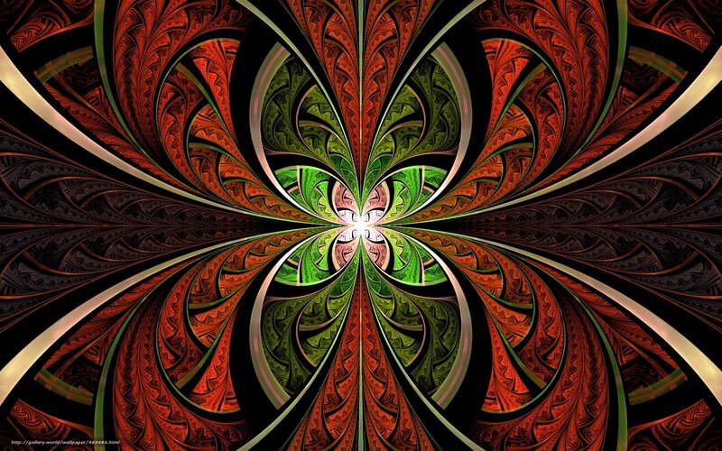 Fractal Flower Pattern — Red, Symmetrical