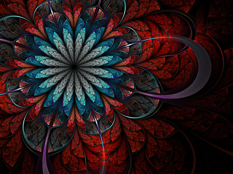 Fractal Flower Pattern — Red