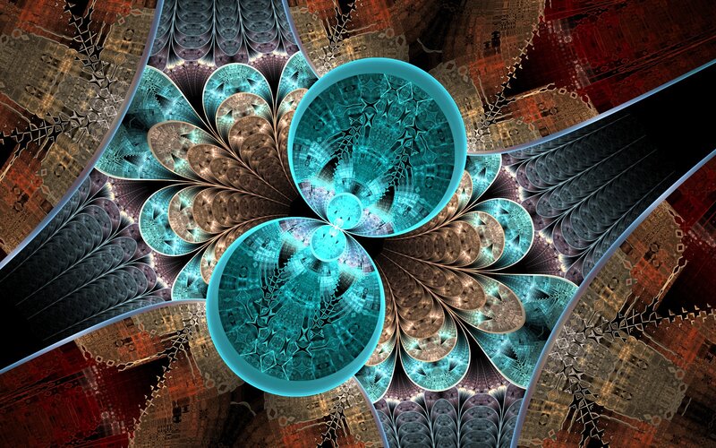 Fractal Flower Pattern — Teal, Hypnotic, Digital Art