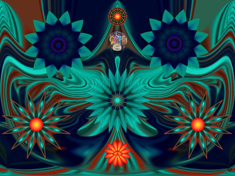 Fractal Flower Pattern — Teal, Hypnotic