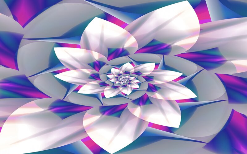 Fractal Flower Pattern — White, Hypnotic