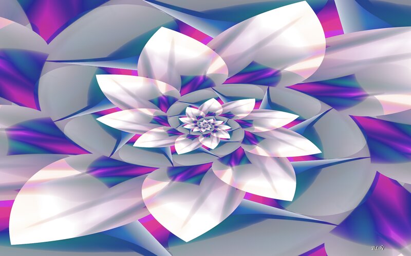 Fractal Flower Pattern — White