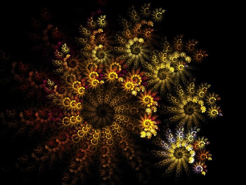 Fractal Flower Pattern — Yellow, Dramatic, Digital Art, Flowers