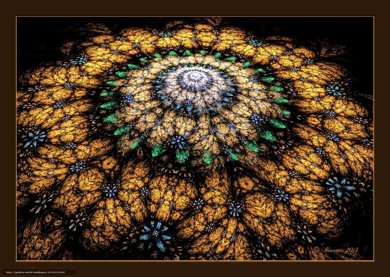 Fractal Flower Pattern — Yellow, Hypnotic, Digital Art
