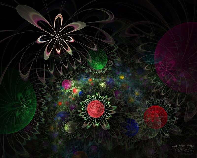 Fractal Flower Patterns — Black, Hypnotic