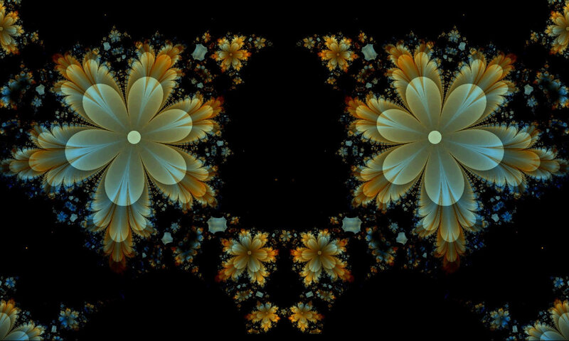 Fractal Flower Patterns — Black, Mystical, Digital Art