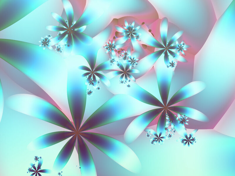 Fractal Flower Patterns — Blue, Calm, Digital Art