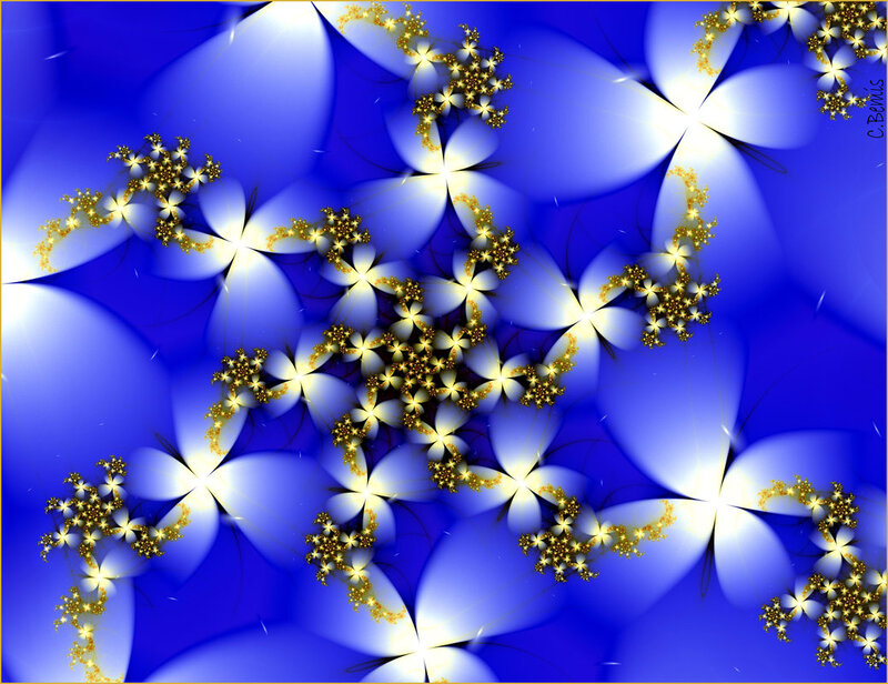 Fractal Flower Patterns — Blue, Hypnotic, Digital Art