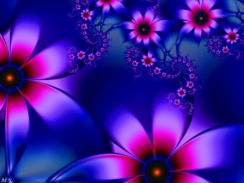 Fractal Flower Patterns — Blue, Hypnotic