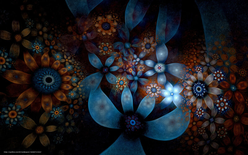 Fractal Flower Patterns — Blue, Mystical