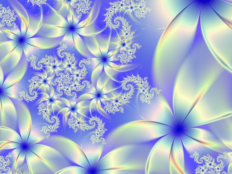Fractal Flower Patterns — Blue, Serene