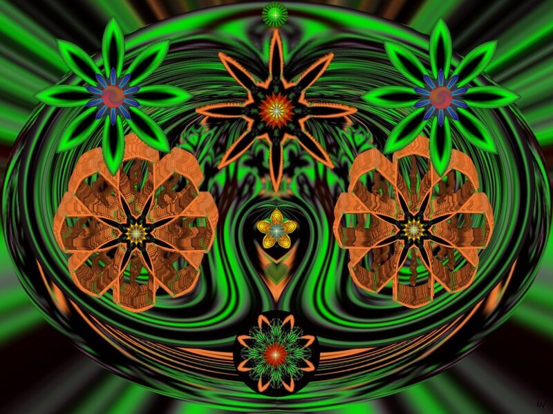 Fractal Flower Patterns — Green, Hypnotic