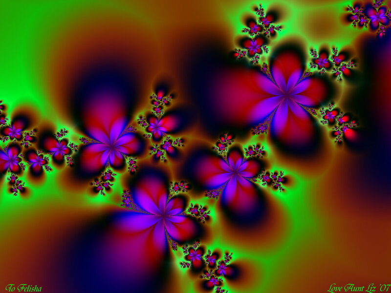 Fractal Flower Patterns — Green, Vibrant, Digital Art
