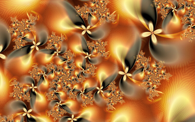 Fractal Flower Patterns — Orange, Dynamic