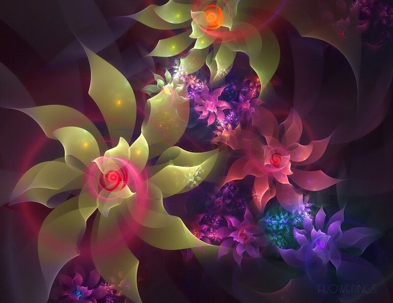 Fractal Flower Patterns — Purple, Dreamy, Digital Art