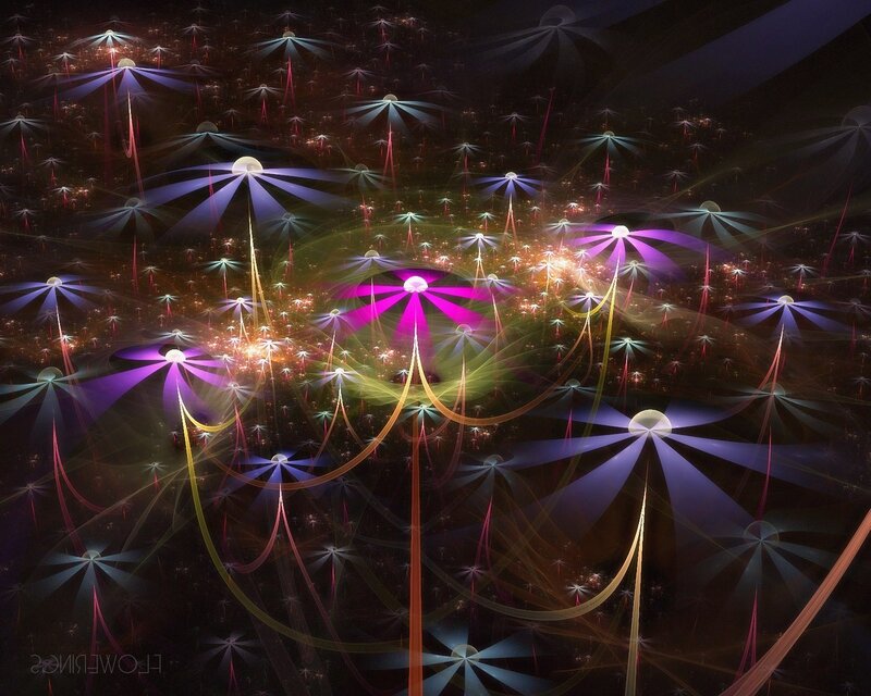 Fractal Flower Patterns — Purple, Dreamy, Night