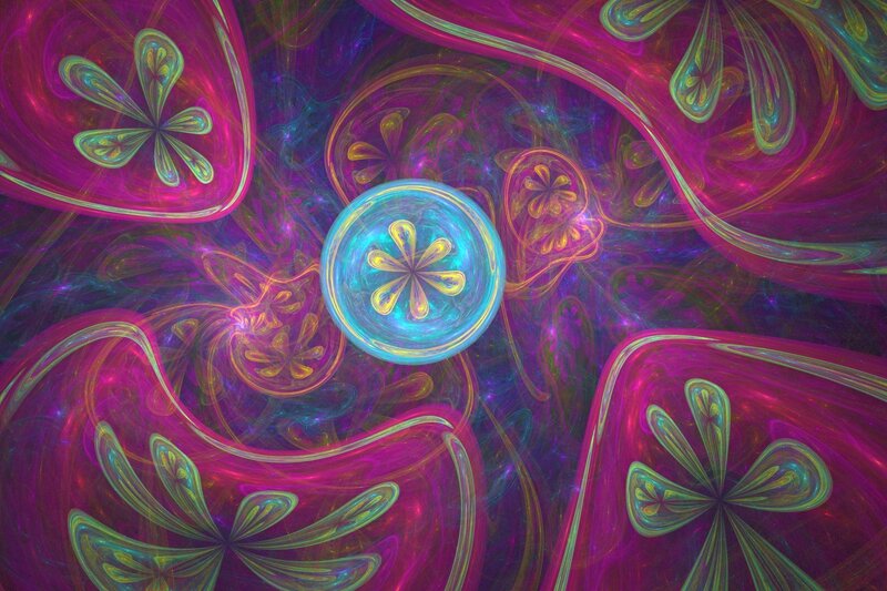 Fractal Flower Patterns — Purple, Hypnotic, Abstract, Flowers
