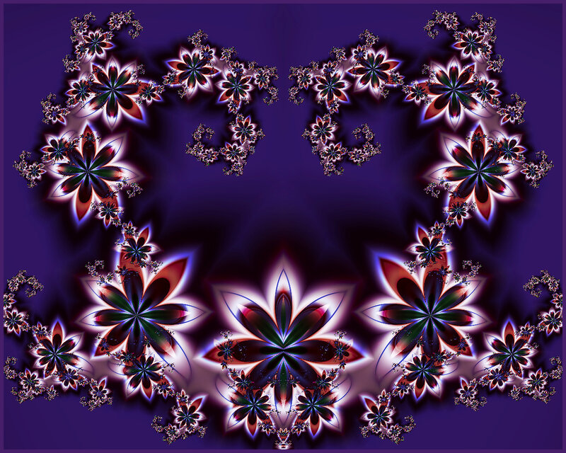 Fractal Flower Patterns — Purple, Hypnotic, Digital Art, Flowers, Spirals, Symmetry