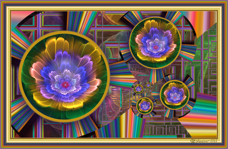 Fractal Flower Patterns — Purple, Vibrant, Digital Art, Flowers