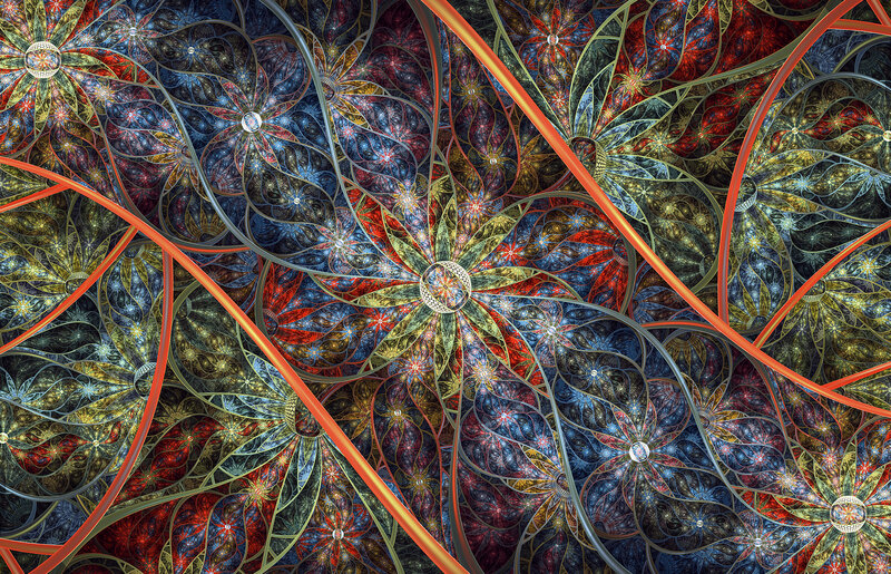 Fractal Flower Patterns — Red, Complex