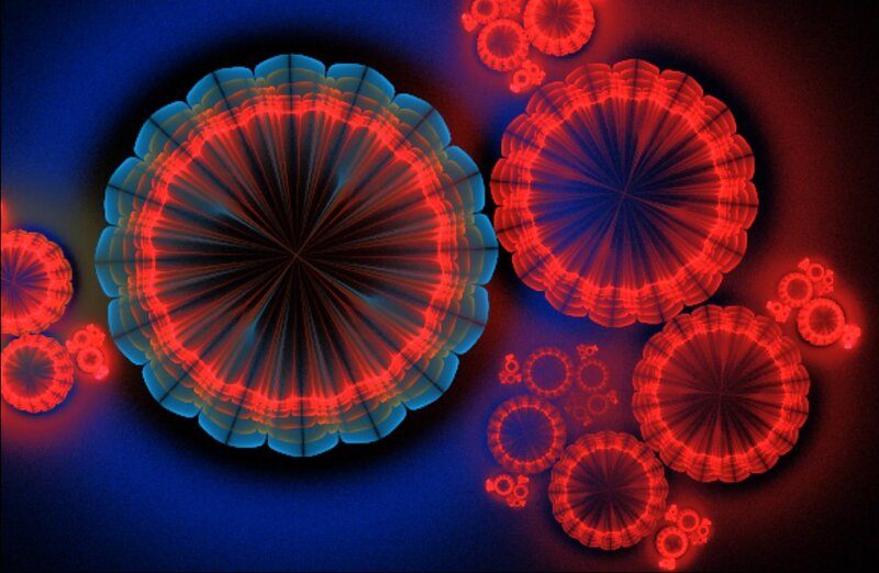 Fractal Flower Patterns — Red, Dramatic, Abstract