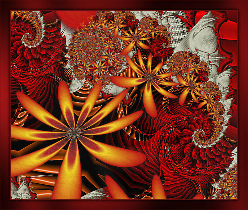 Fractal Flower Patterns — Red, Dramatic
