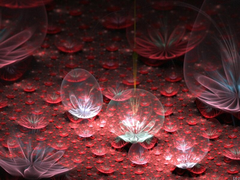 Fractal Flower Patterns — Red, Ethereal