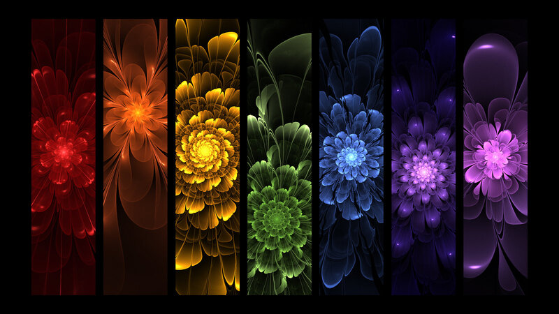 Fractal Flower Patterns — Red, Vibrant, Digital Art