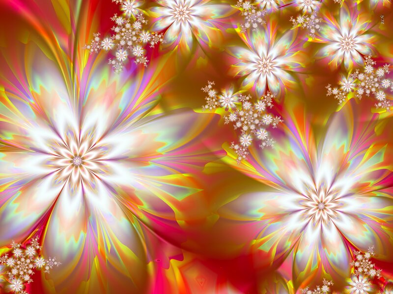Fractal Flower Patterns — Red, Vibrant