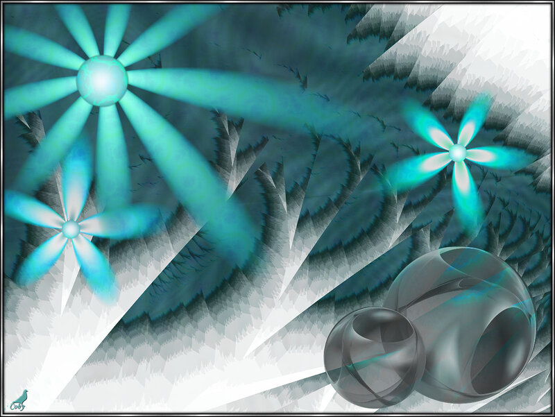 Fractal Flower Patterns — Teal, Abstract