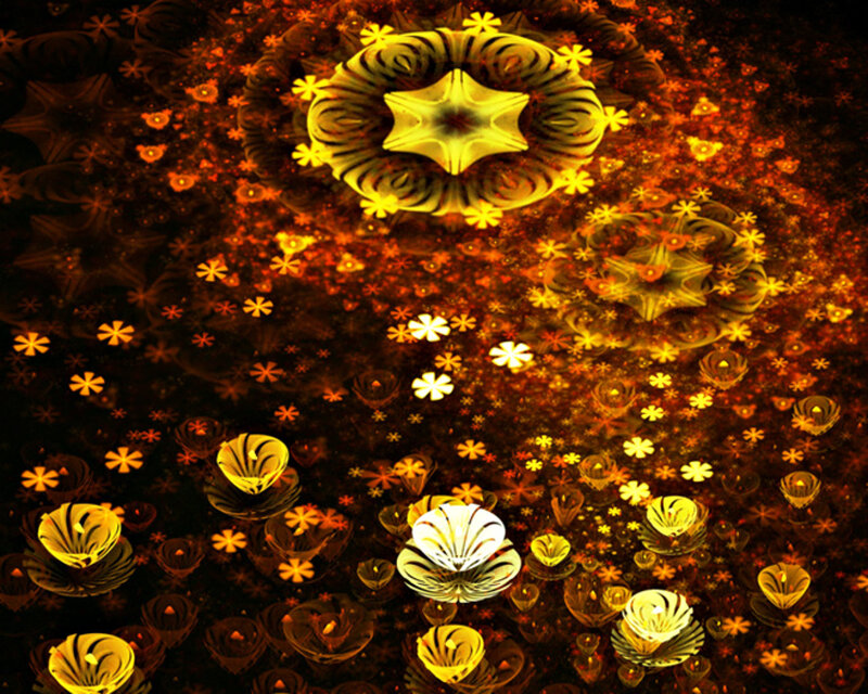 Fractal Flower Patterns — Yellow, Hypnotic