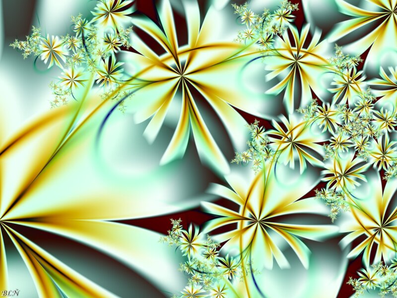 Fractal Flower Patterns — Yellow, Vibrant, Digital Art