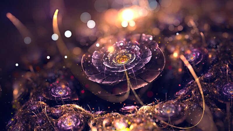 Fractal Flower Structure — Purple, Mystical, Night