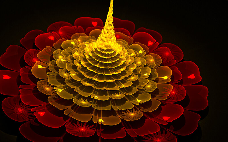 Fractal Flower Structure — Red