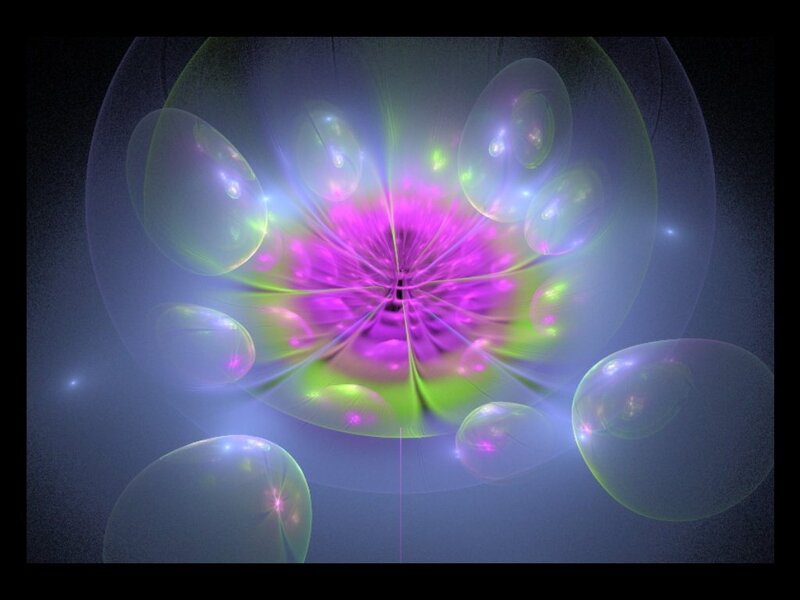 Fractal Flower with Bubbles — Purple, Ethereal