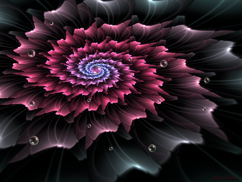 Fractal Flower with Droplets