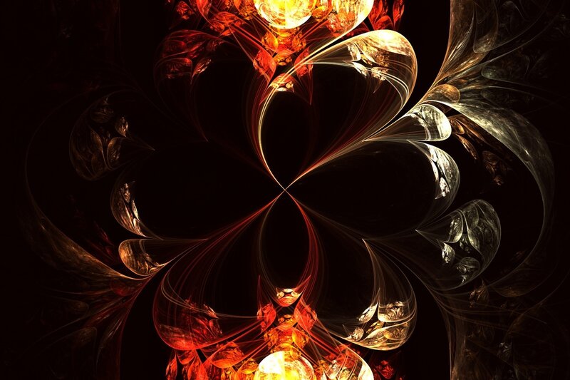fractal flower with fire and light