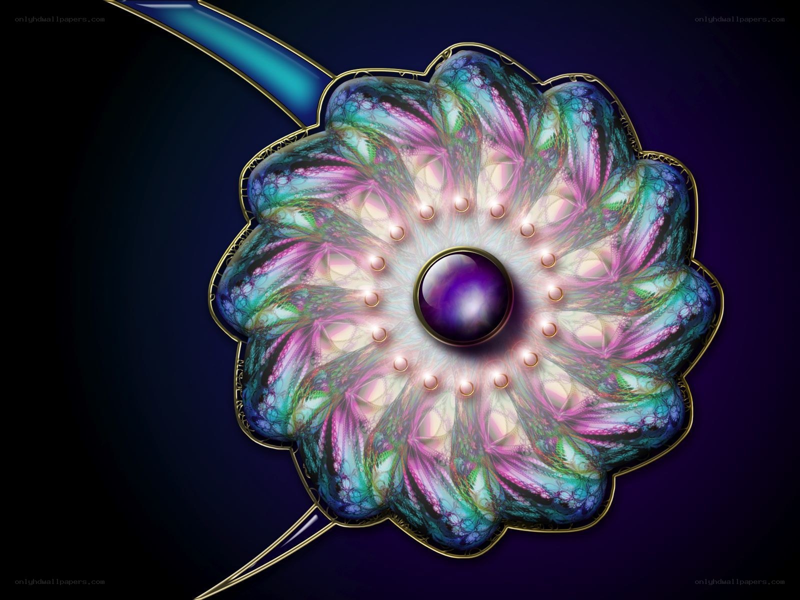 fractal flower with gem center