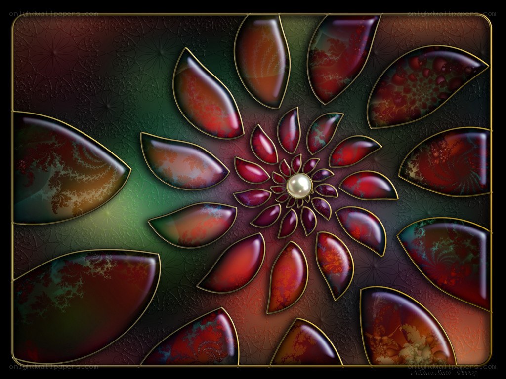 Fractal flower with gemstones