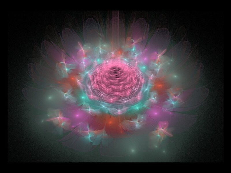 Fractal Flower with Glowing Center — Pink