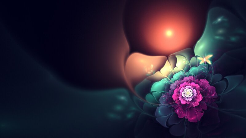 Fractal Flower with Glowing Center — Purple