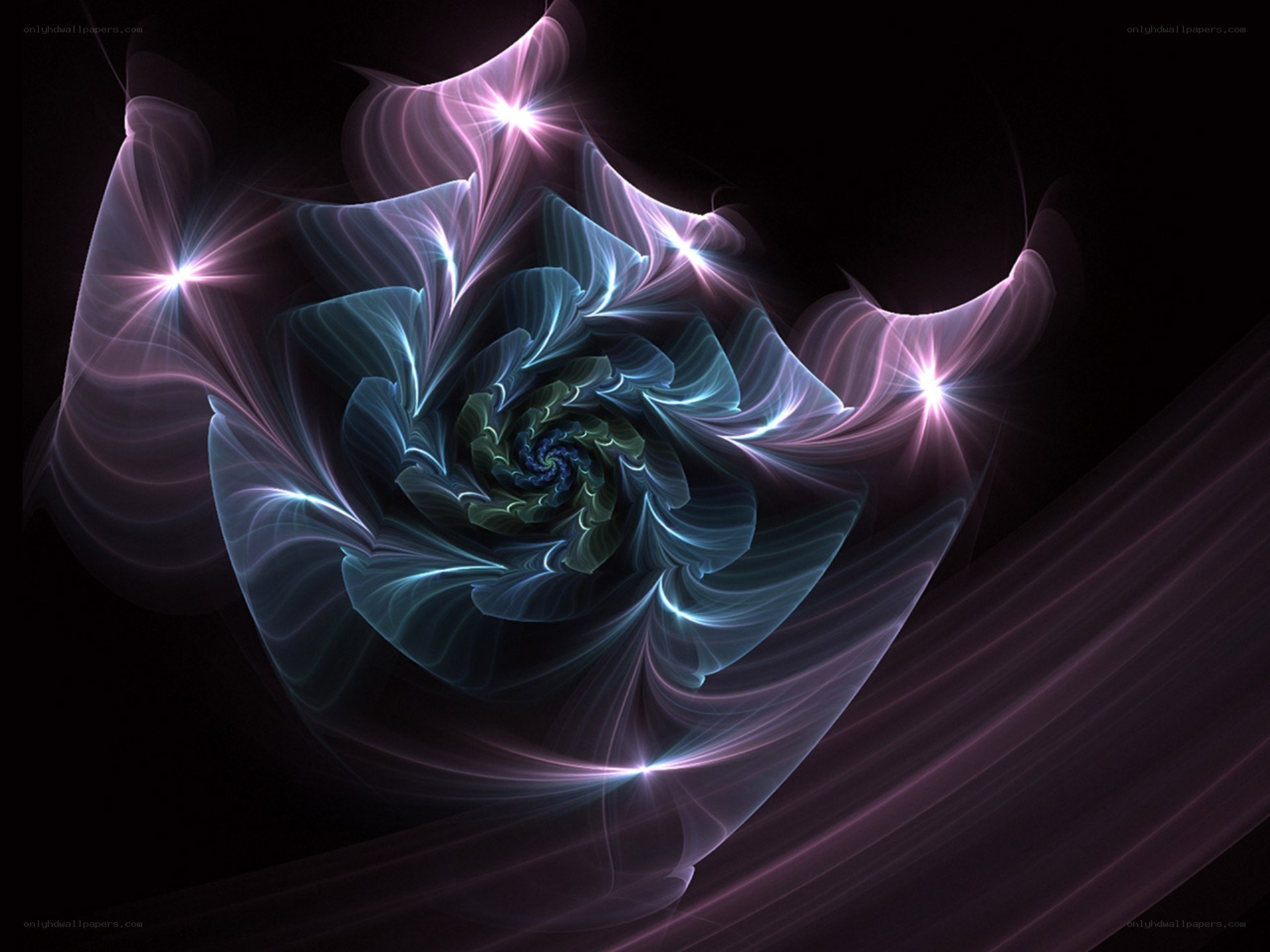 Fractal flower with glowing lights