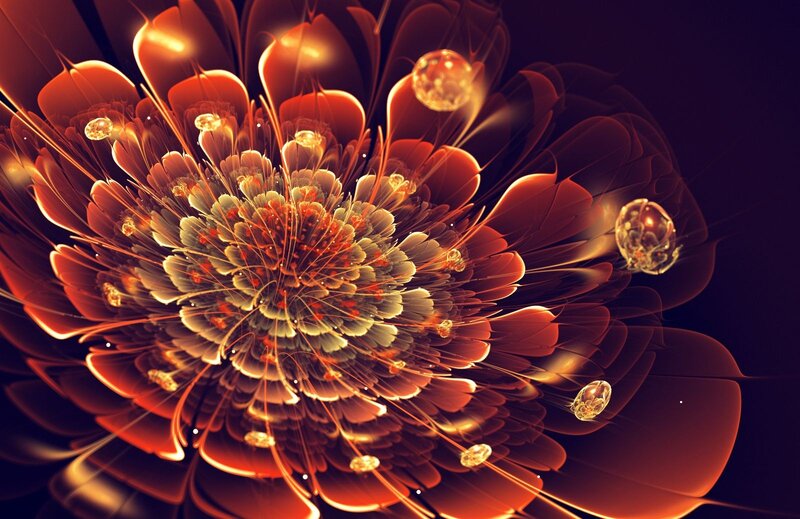 fractal flower with glowing orbs