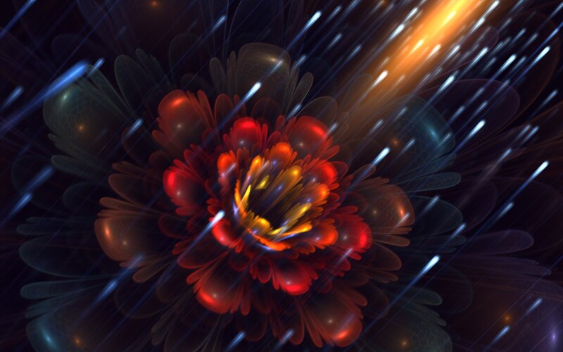 fractal flower with light streaks