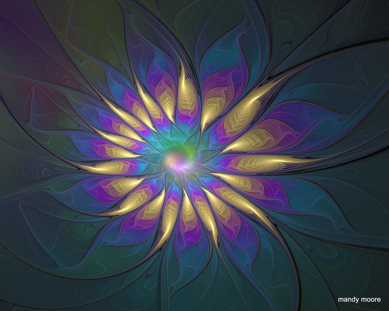 Fractal flower with radiant colors