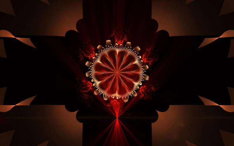 fractal flower with red light