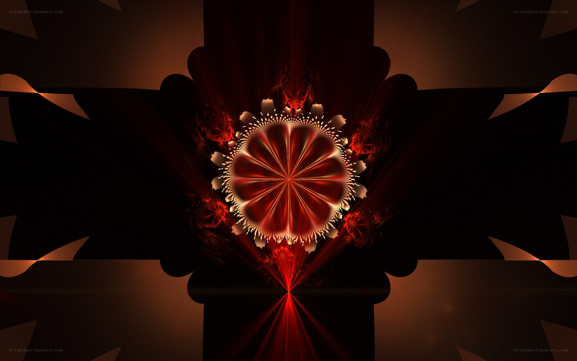 fractal flower with red light