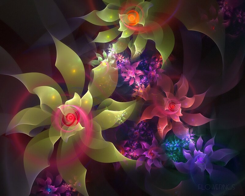 Fractal Flowers in Dark Space — Purple